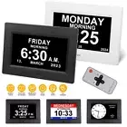 Extra Large Dementia Clock 7" Digital Calendar Day Clocks LED Alarm Clock Wall