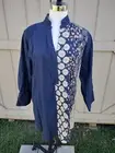 NWT CHICO'S Classic Navy Mix Print Mandarin Collar No Iron Tunic Size 3/L