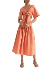 [Seed Heritage] Poplin Tie Front Top