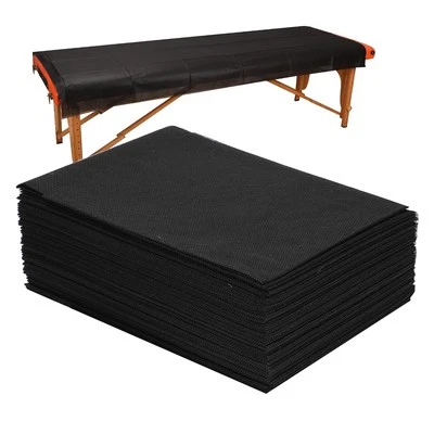 20 PCS Thick Massage Table Sheets Sets Disposable SPA Bed Breathable, Black