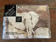 Vintage Sheet Lady Pepperell TWIN Fitted African Safari Elephant Cheetah Brown