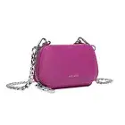 Chain Strap Recycled Vegan Leather Micro Crossbody Handbag Fuchsia Pink