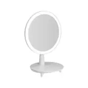Round White Rechargeable LED Light Makeup Mirror Tabletop Vanity Home Decor