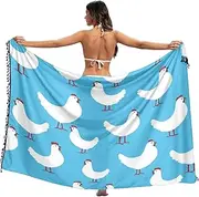 [RPLIFE] White Chickens Blue Swimsuit Sarong, Summer Long Sarong, Large, White Chickens Blue, Medium