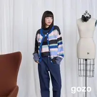 在飛比找momo購物網優惠-【gozo】再生羊毛條紋開襟毛衣外套(兩色)