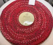 BENSON MILLS BOUCLE PLACEMATS RED BLUE (6) 15 inch Round NWT