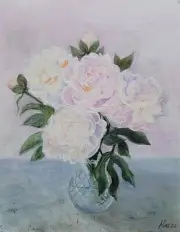 Flower Painting on Canvas Panel Original Acrylic Pastel Pink Color 14x18 Inches