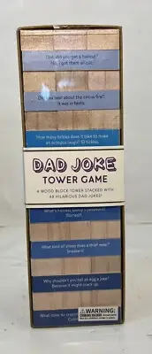 Dad Jokes Tower Game Wood Block Stacking Humorous Corny Cheesy Hardwood Building