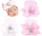 [DRESHOW] BQUBO Newborn Hospital Hat Infant Baby Hat Cap with Big Bow Soft Cute Knot Nursery Beanie