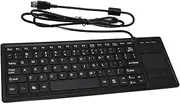 Compact Wired Keyboard with USB Hub, IP68 Waterproof USB Wired Keyboard with Touchpad, Ultra Thin Industrial Keyboard for Laptop Notebook PC