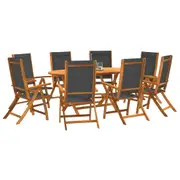 9 Piece Garden Dining Set Solid Wood Acacia and Textilene vidaXL