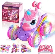 Remote Control Car Unicorn Toys for Girls, Pink 360° Rotating 4WD Stunt RC Cars with Cute Cool LED Lights, 2.4GHz Toy Car USB Direct Charging Unicorn RC Cars Birthday Gifts for Kids Girl Age 3-6 7-9