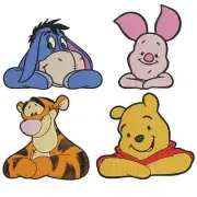 Children's POOH HONEY BEAR DONKEY PIGLET TIGGER EMBROIDERED 4 QUILT BLOCKS