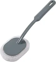 ANKROYU Long Handle Scrub Brush Sponge Head for Bathroom Wall Bathtub Floor Cleaning (Grey Green)