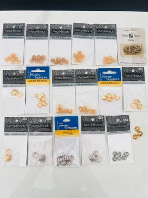 9mm gold & silver bead caps lot