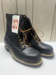 VTG Hy-Test Steel Toe Logger Leather Blk NOS Boots Z41 435 13D Made In USA