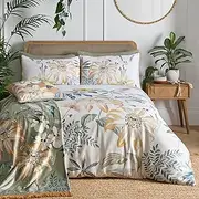 [SOIREE] Gold/White Floral Duvet Cover - King Bedding Size (230 x 220cm) - Soft Touch 100% Cotton Sateen Bedding - 200 Thread Count - Luxury Bedding - 2X Pillowcases - White Bedding with Flowers