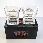 Great Whiskey Challenge 501 Rocks Bourbon Whiskey Tasting Glasses PAIR 2pcs 'Hip To Be SQUARE'D'