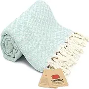 Bazaar Anatolia Turkish Beach Towel 100% Cotton Bath Towels Oversized Quick Dry Boho Farmhouse Decor Sheets Bathroom Towels Sand Free Camping Blanket 71x39 inches - Ethnic Mint