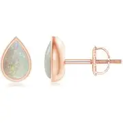 Pear-Shaped Opal Solitaire Stud Earrings