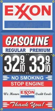 EXXON GAS STATION PRICE PER GALLON VINTAGE OLD SIGN REMAKE BANNER SIGN ART