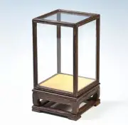 Wenge Wood Frame Trim Base Display Case Glass Doll Artwork Dust Protection Cover