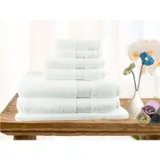 7 Piece Ultra-Light Cotton Bath Towel in White
