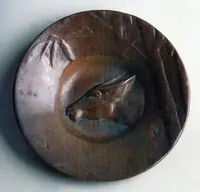 在飛比找Yahoo!奇摩拍賣優惠-[客人寄賣] 黃土水 銅雕 牛頭碟子 直徑10.8cm (楊