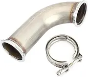 KIMISS V-Band Flange,Stainless Steel Universal 3inch 90° V-Band with Clamp Pipe Short Leg Stainless Steel Downpipe