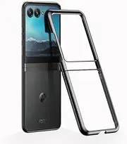 [Wousunly] Compatible with Motorola Razr 40 Ultra Case Shockproof, Luxury Plating Motorola Razr 40 Ultra Phone Case Silicone Full Body Protection Slim Bumper Cases Cover (Black)