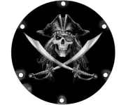 2004+ HARLEY DAVIDSON SPORTSTER 883 1200 DERBY CLUTCH COVER PIRATE FLAG