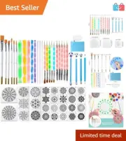 Augshy 58PCS Mandala Dotting Tools Set - Rock Painting Kit with Waterproof Bag
