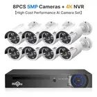 5MP POE IP Camera System Set Waterproof AI Human Motion Detection 8CH NVR H.265