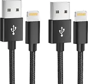 Lightning to USB A Cable 2Pack, Apple MFi Certified Fast Charging Data Sync USB Cord for iPhone 14 13 12 11 Pro Max XS XR X 8 7 6S 6 Plus SE 5S 5C (Black)