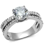 WOMEN'S 1.50 CT ROUND CUT CZ STAINLESS STEEL ENGAGEMENT PROMISE RING