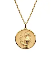 18K Gold Plated Greek Mythology Coin Pendant and Necklace / Joan Of Ark Goddess