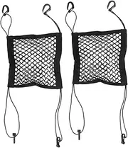 COMPUKAS 2 Layer Car Seat Net Organizer for Auto Back Seat Net Storage Holder Easy Install Fits Cars Trucks (set of 2)