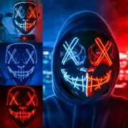 LED Light Up Face Mask Halloween Clubbing Costumes Rave Cosplay Party Purge Mask