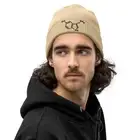 Serotonin Beanie - Organic Ribbed Knit Cap Embroidered Neurotransmitter Molecule