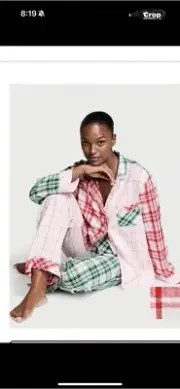 VICTORIA'S SECRET Soft Flannel Pink Plaid Long PJ 2-pc Set. Size Small NWT