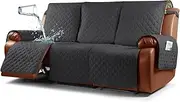 Ruaozz Waterproof Recliner Sofa Cover 1-Piece Couch Covers for Reclining Couches Reclining Sofa Cover Washable Furniture Protector with Elastic Straps Pocket for Kids, Pets (Charcoal Grey, 3 Seater)