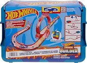 Hot Wheels Track Builder Playset Flame Stunt Pack with 16 Component Parts & 1:64 Scale Toy Car in Storage Container