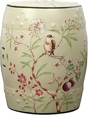 Ceramic Drum Table Decorative Garden stools, Decorative Ceramic Garden Stool, Glazed Hollow Hand-Painted Flower and Bird Shoe Changing Stool Drum Stool, Suitable for Outdoor Garden, Living Room,(Apri