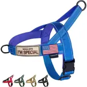 Annchwool No Pull Dog Harness Soft Padded Handle Reflective Blue Extra Large