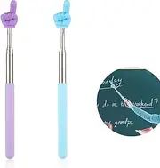 2 Pcs Pointer Stick,Telescopic Teachers HandPointer,Stainless Steel Children's Reading Finger Pointer Sticks,Teaching Pointing Stick,for Teacher Classroom Aids (Blue, Purple)