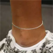 2MM Solid 925 Sterling Silver Italian DIAMOND CUT Curb Anklet Chain 9" or 10"