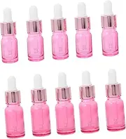 1Set Pink Glass Essential Oil Dropper Bottles with Caps Leakproof Design for Travel Daily Use for Aromatherapy and Liquid Storage