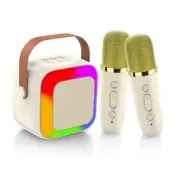 Mini Karaoke Machine for Kids, Portable Bluetooth Karaoke Speaker with 2 white