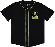 [Mad Engine] Mens The Grinch Baseball Jersey - Mens Classic Dr Suess The Grinch Mesh Button Down Baseball Jersey - The Grinch Shirt
