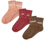 [Sud Trading Company] Sequin Trio Socks Set Wonderful Sexy Multicolor 34, multicoloured, 34